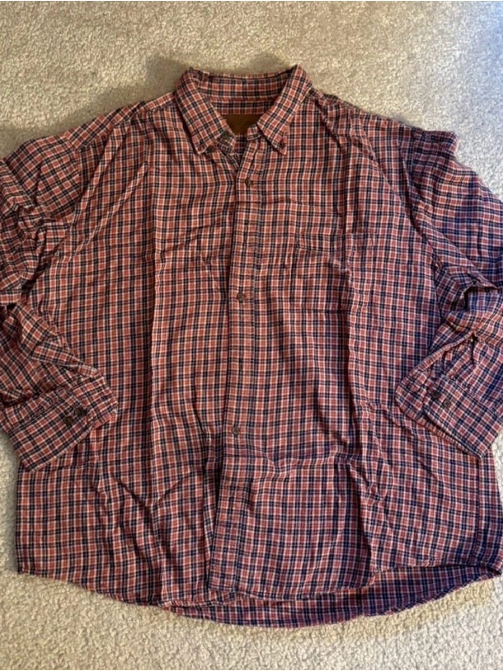 St. John's Bay Red and Blue Plaid Button-Down Shirt